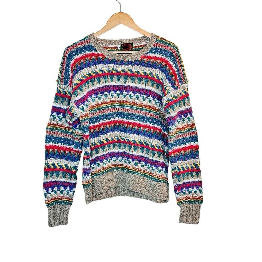 Vintage 90s Boston Traders Grunge Multicolor Mens‎ Sweater Size M Chunky